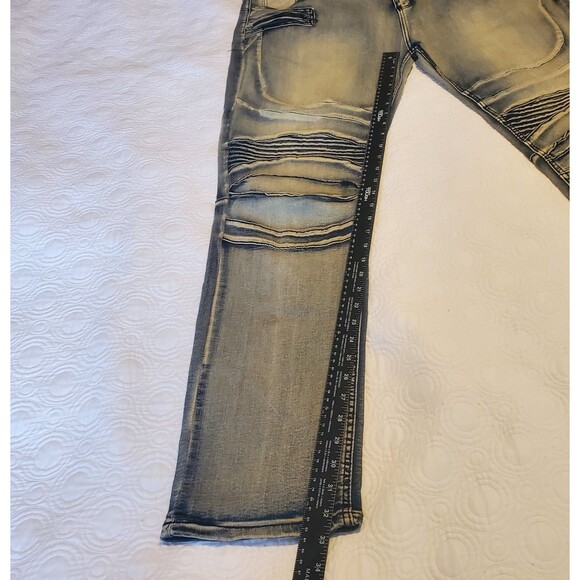 Waimea Mens Moto Jeans Size 42 Skinny Fit Light Blue Denim Wash Distressed Look - Picture 5 of 12